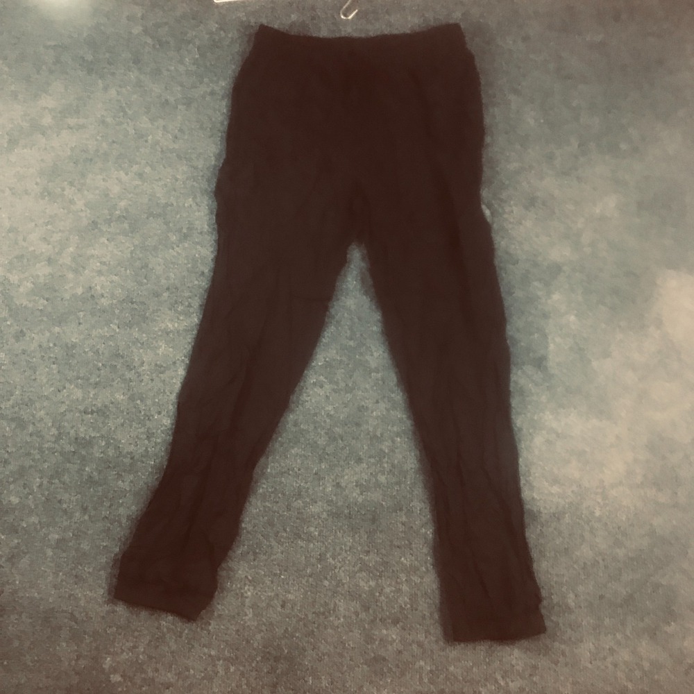 Uniqlo Jogger Pants Womens Small Black Rayon High Rise Tapered Leg Performance
